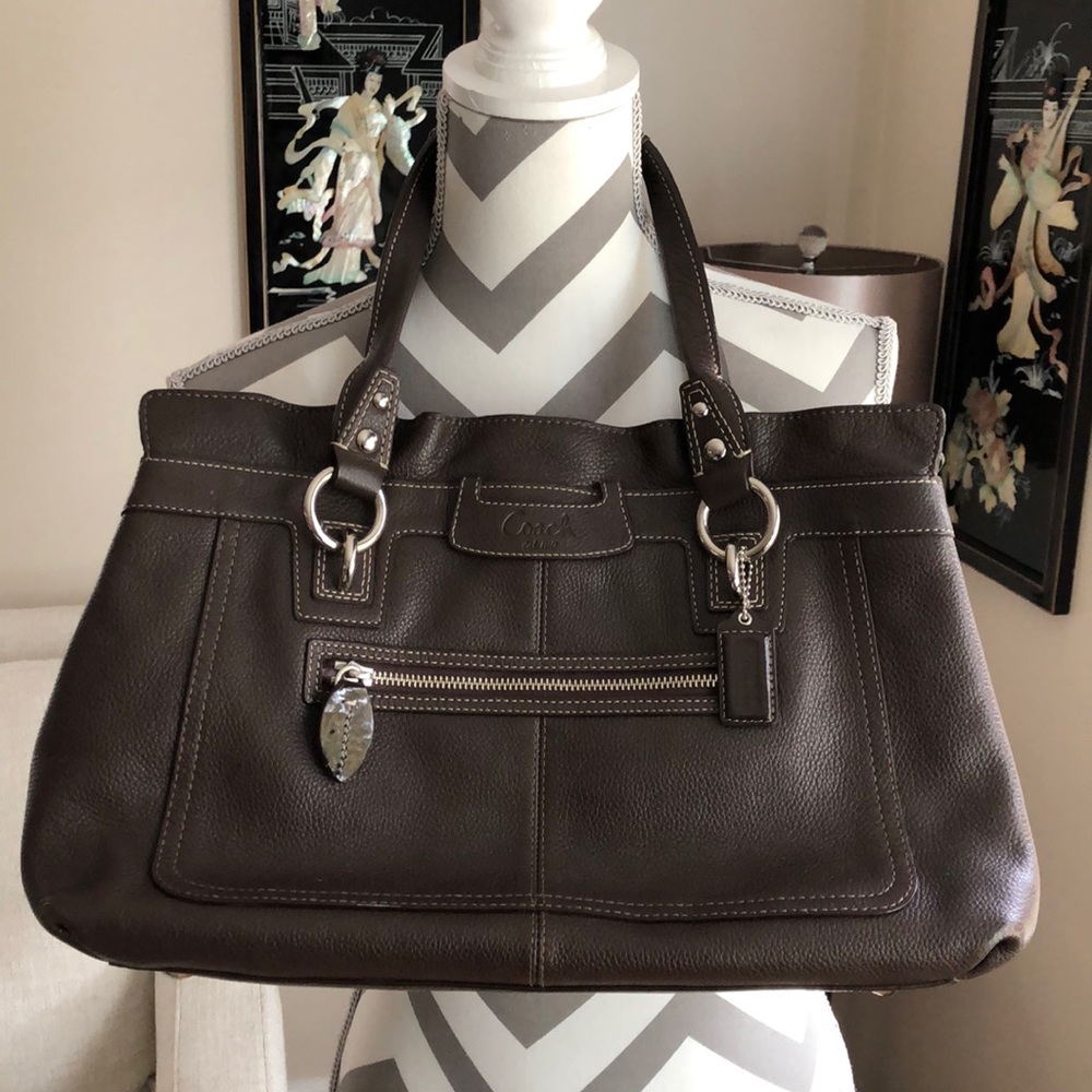 🎉 Coach Brown Pebble Leather Penelope Carryall